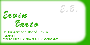 ervin barto business card